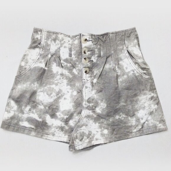 MUSTARD SEED Tie Dye Paperbag High Waist Shorts Button Fly Mushroom Sz M - Picture 2 of 6